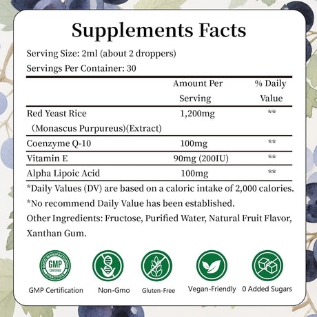 Red Yeast Rice con CoQ10, Orgánico, 1200mg, 2oz, Sin Citrina