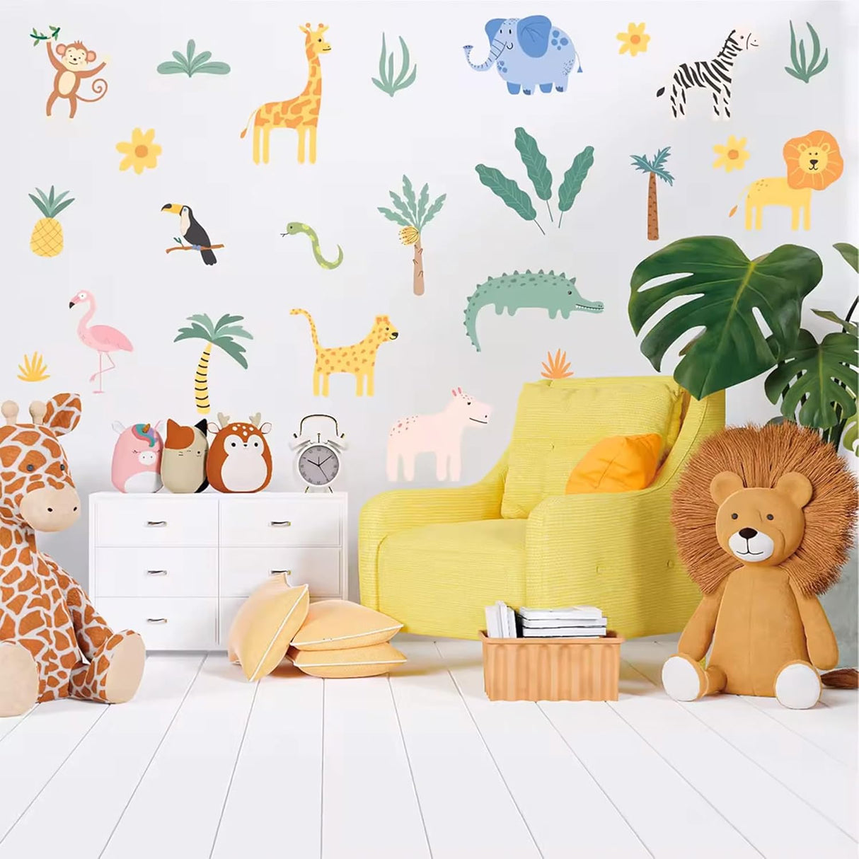 Adhesivos Pared Animales Safari, Decoración Infantil 4 Hojas