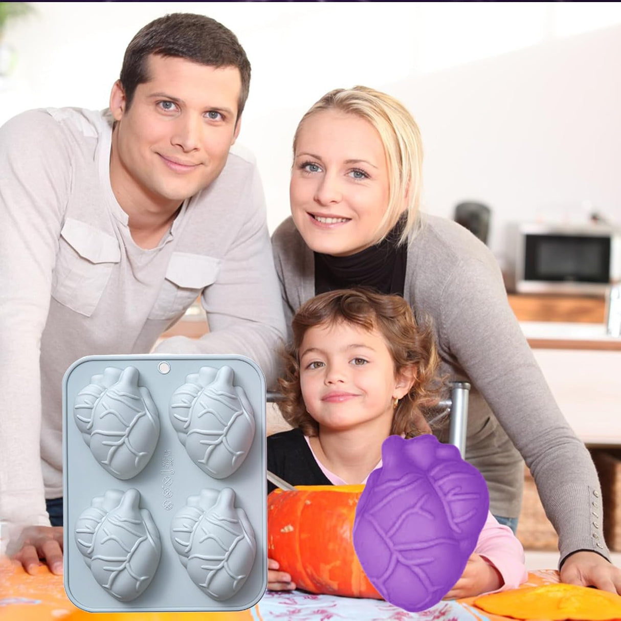 Moldes de Silicona para Chocolate, 2 Piezas, Corazón 3D