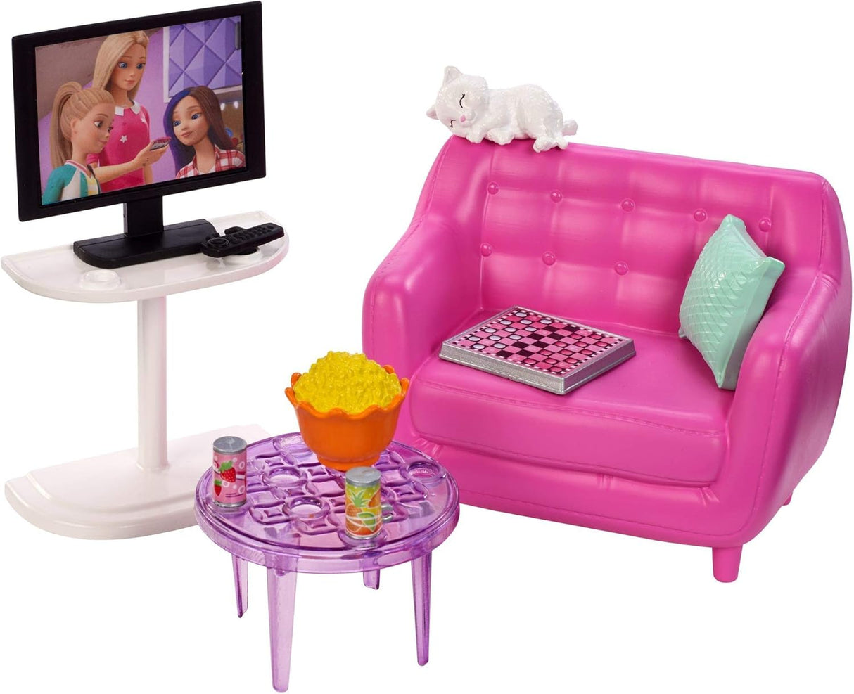 Conjunto de Muebles de Interior Barbie, Salón, Kitten, Accesorios