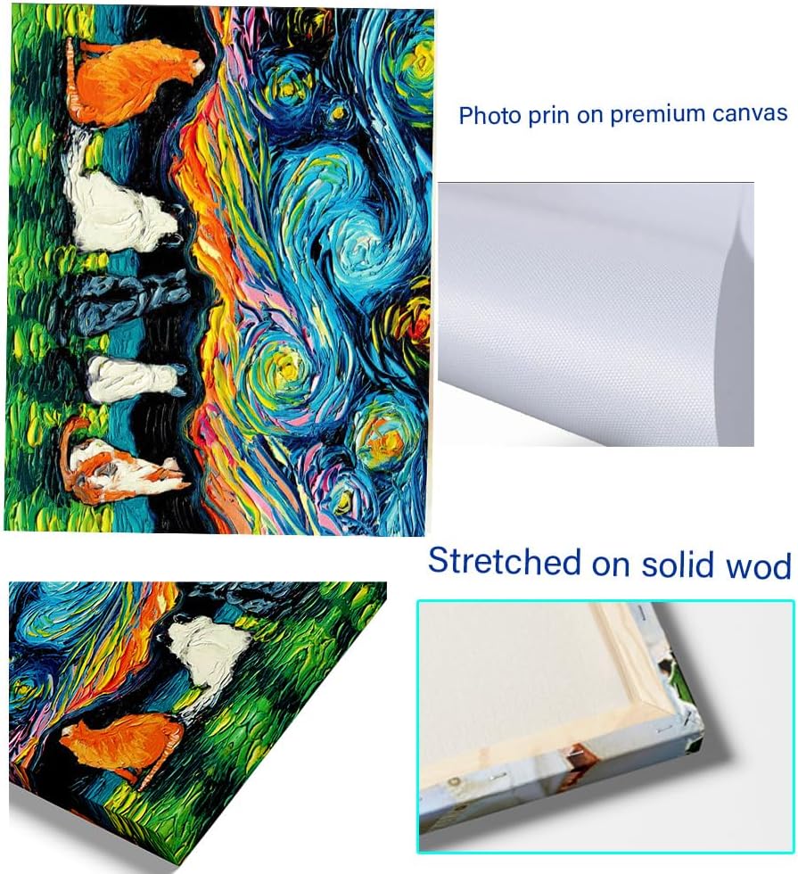 Póster y lienzo de gatos Van Gogh - Decoración de pared