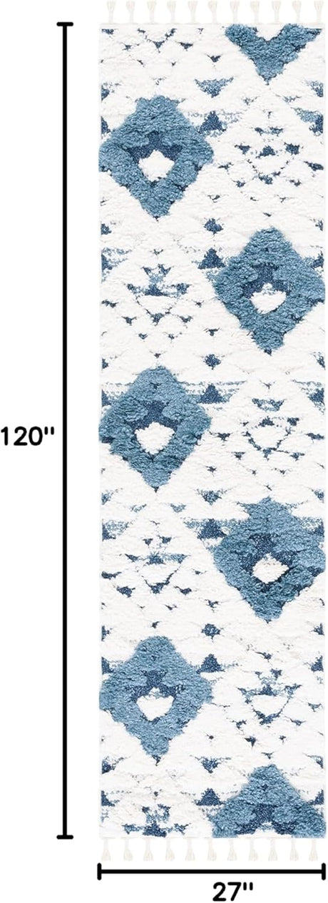 Alfombra Runner Shag Marroquí con Borlas, Diseño Boho, MTS688M-210