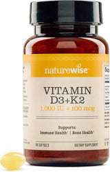 Vitamina D3 1000IU + K2 MK7, NatureWise, Hueso e Inmune, 90 caps