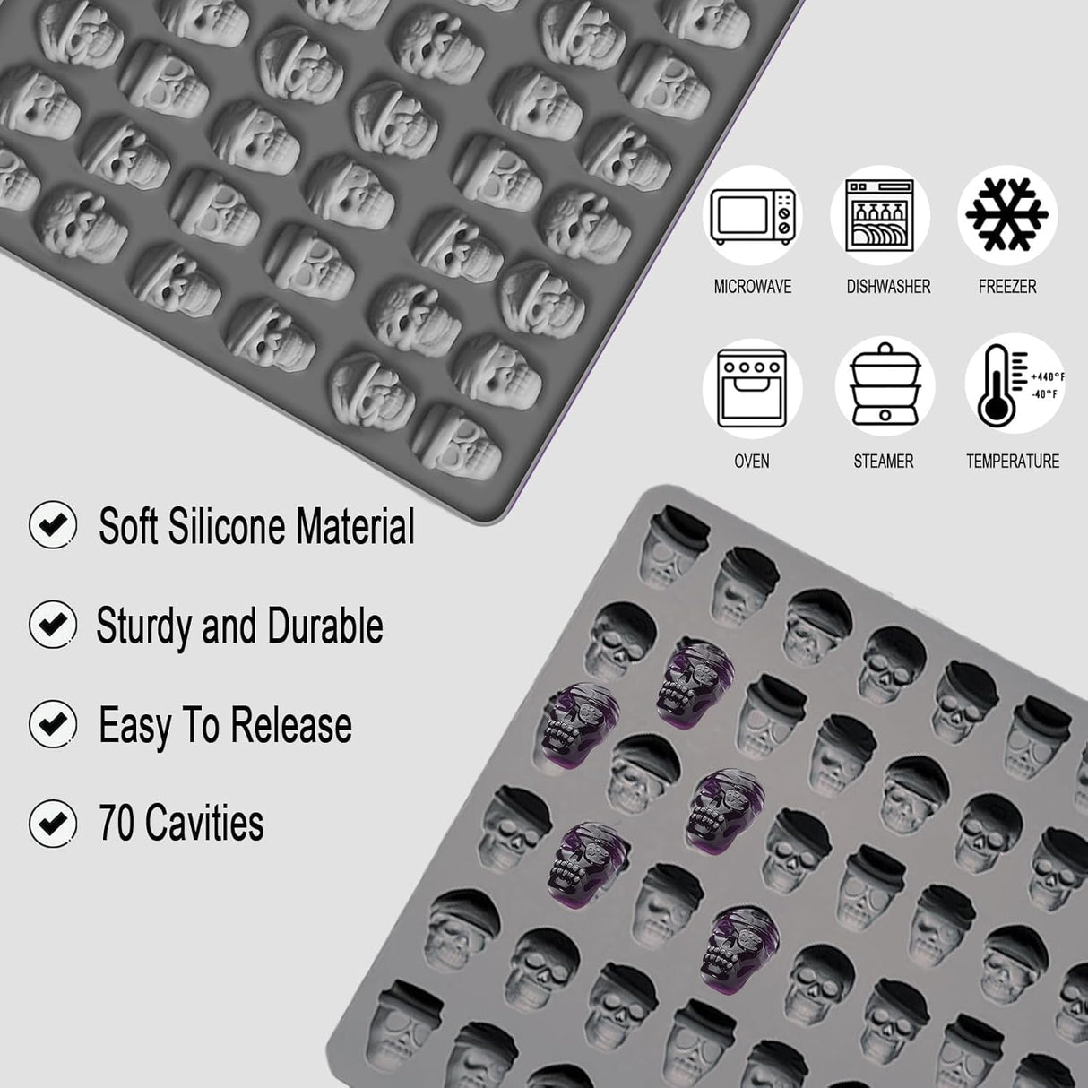 Moldes de Silicona para Caramelos Halloween, 70 Cavidades, 1 PCS