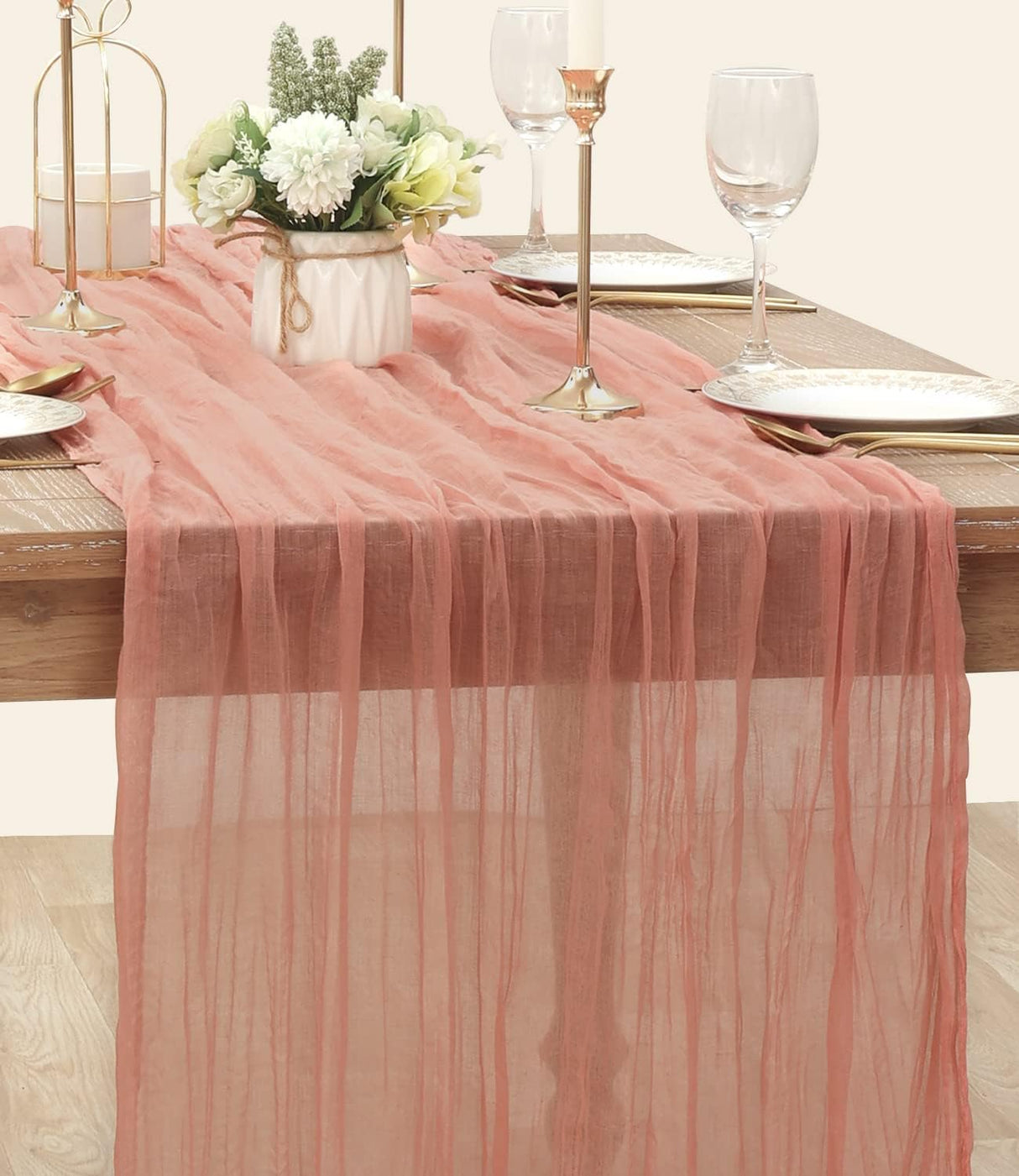 Camino de Mesa Socomi 120 inch, Gasa Boho Rústica, Perfecto para Eventos
