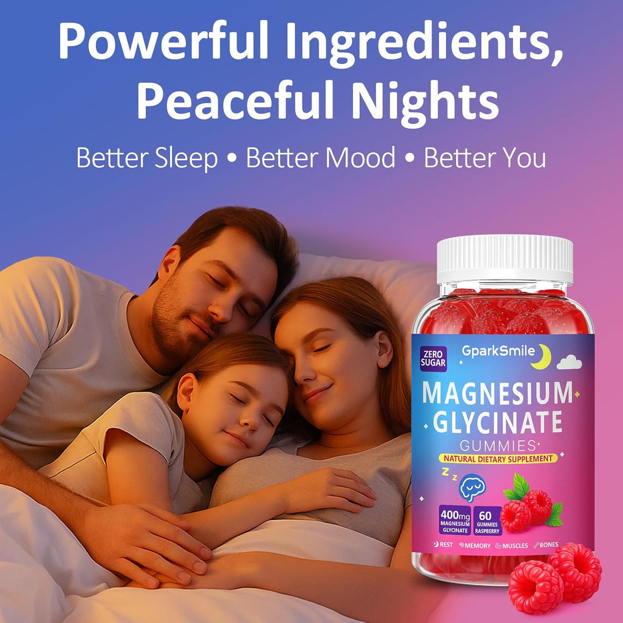 Gominolas de Magnesio Glicinato 400mg Veganas, con Vitaminas-60