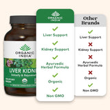 Suplemento ORGANIC INDIA herbario de riñón hepático 180 cáp