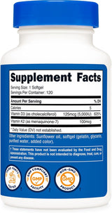 Nutricost K2 MK7+D3 120 Softgels Sin Gluten Non-GMO