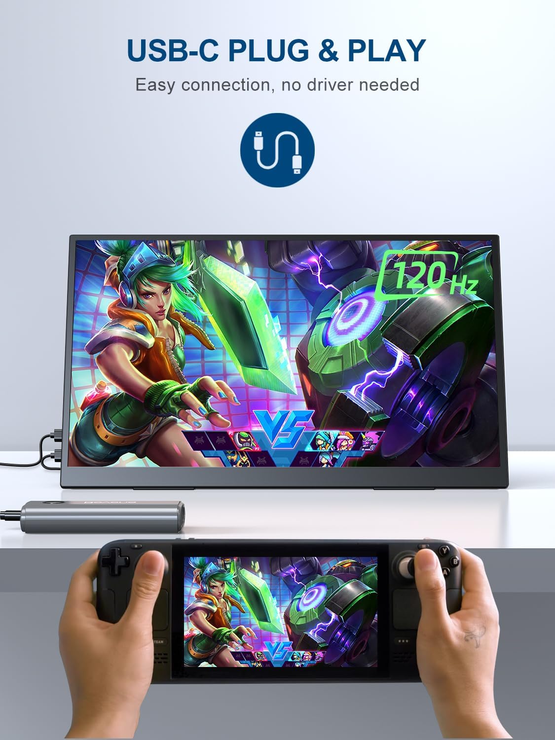 Monitor portátil UPERFECT 18.5 120Hz FHD con VESA y soporte