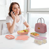 Caja de Almuerzo JBGOYON® - 3 Contenedores Apilables, Utensilios