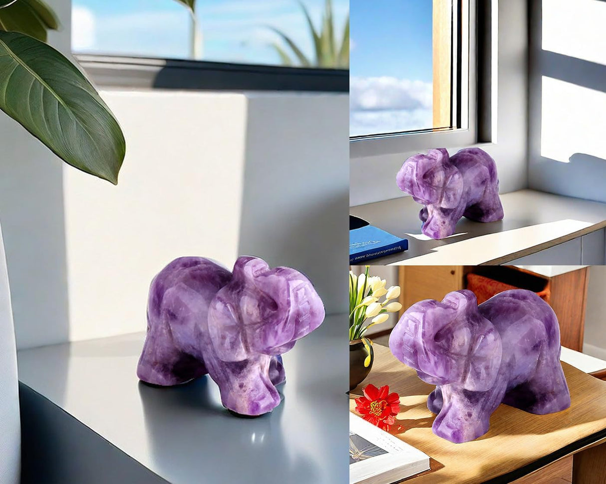 Amatista con cristales de elefante, piedras curativas