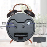 Reloj despertador retro a pilas con campanas dobles, modelo 4