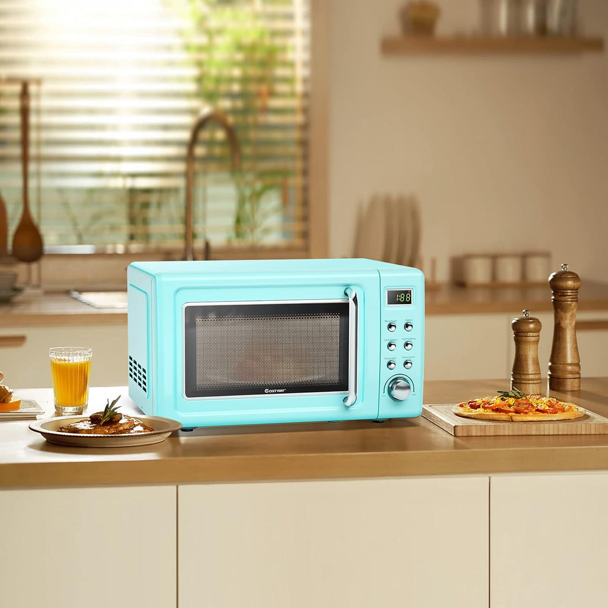 Microondas ARLIME 0.7 Cu.ft 700W, Acero Inox, Retro, Compacto