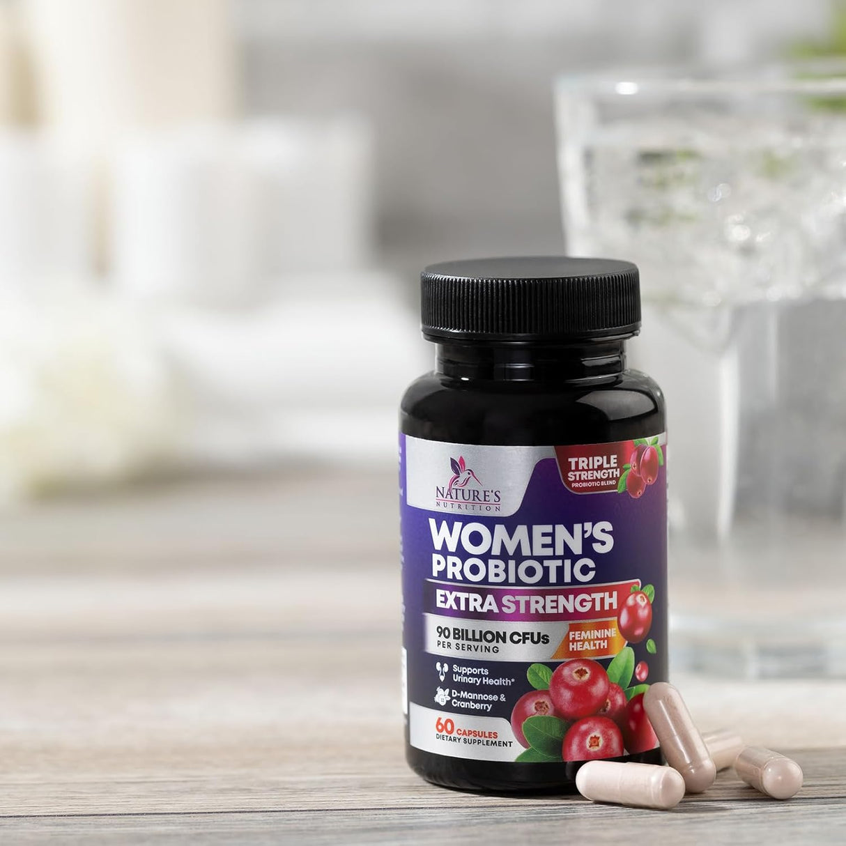 Probióticos para Mujeres - 90B CFU, 16 Cepas, Cranberry, 60 caps