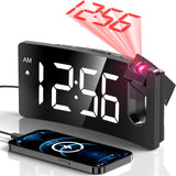 Reloj Despertador Proyector Digital con Cargador USB y Dimmer