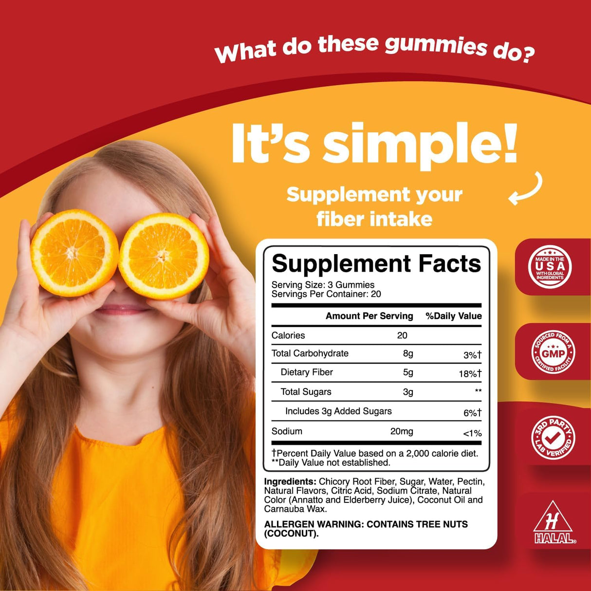 Vitaminas gomosas de fibra de raíz de achicoria para niños