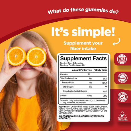 Vitaminas gomosas de fibra de raíz de achicoria para niños