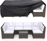 BROSYDA Fundas para muebles de patio, resistente al agua, 600D, para muebles de exterior, juego de fundas para sofá seccional, fundas para mesa y silla, 128 pulgadas de largo x 83 pulgadas de ancho x 28 pulgadas de alto