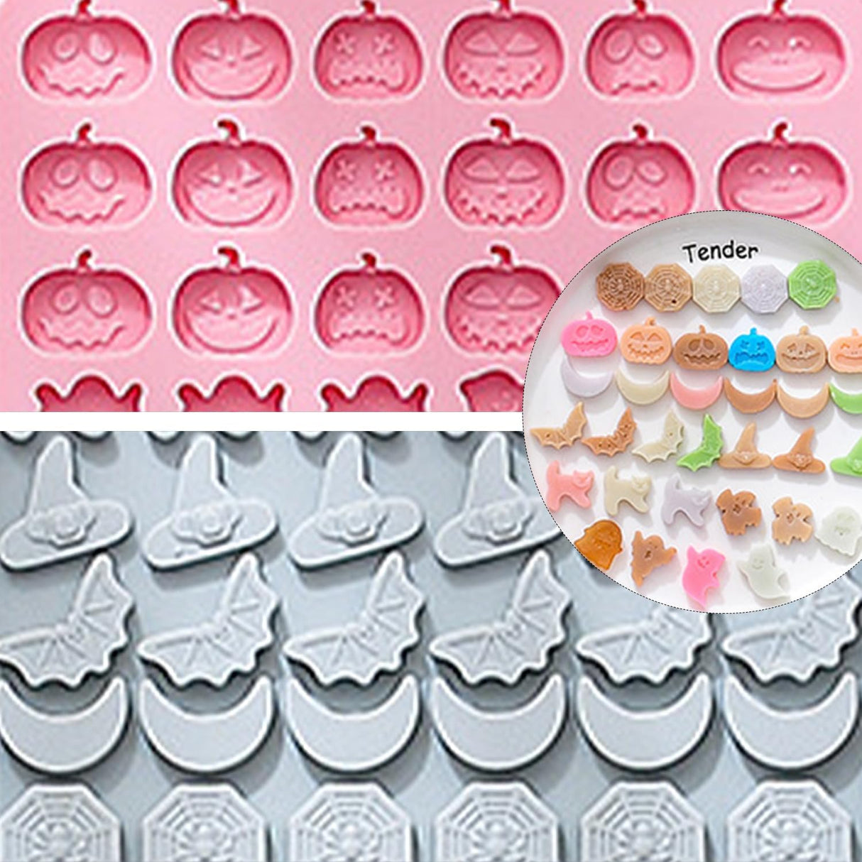 Moldes de Silicona Halloween, 2 Paquetes, Mini para Dulces