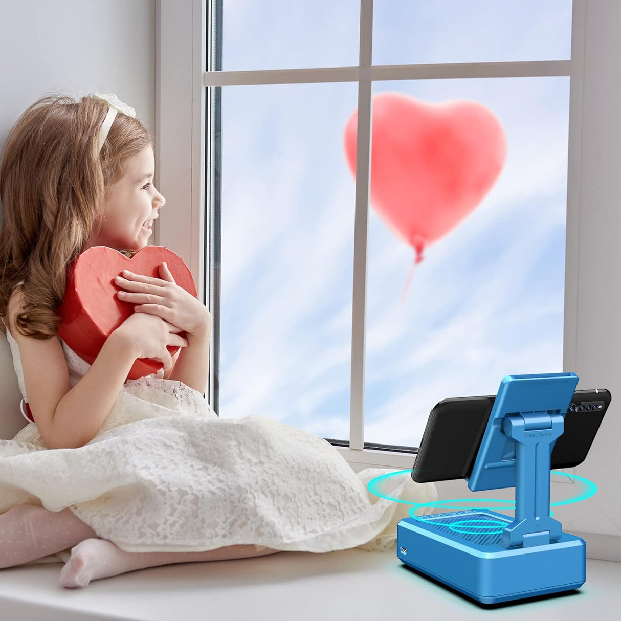 Soporte para teléfono con altavoz JTEMAN color azul