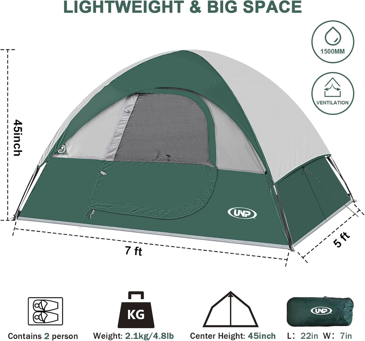Tienda de Camping 2 Personas, A Prueba de Agua, Modelo X123