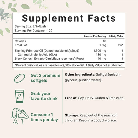 Suplemento Micro Ingredients Aceite de onagra de 1300 mg