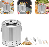 Parrilla portátil sin humo, acero inoxidable, 20 pinchos, 10.2