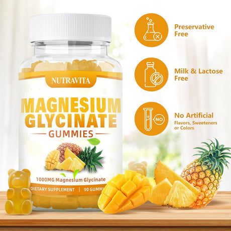 Suplemento de glicinato de magnesio 1000 mg con L-treonato
