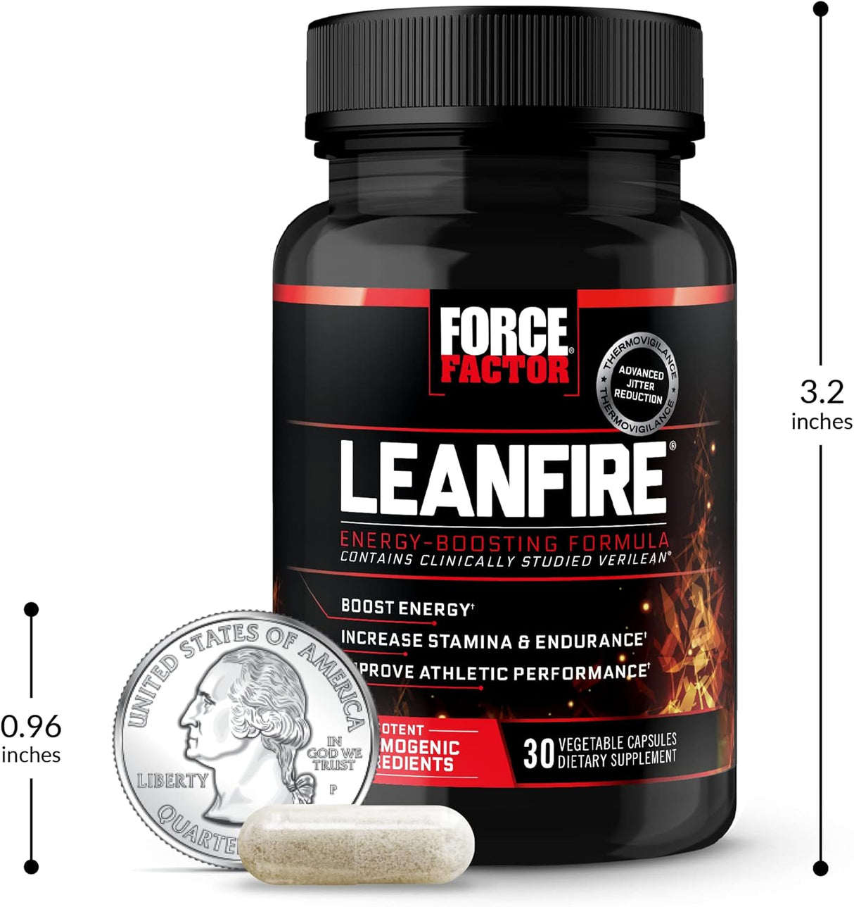 Force Factor LeanFire Pre Workout Energía, Caffeine, 30 pzas