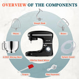 Batidora de pie CHeflee, 600W, 6.5QT, 6+P, accesorios incluidos