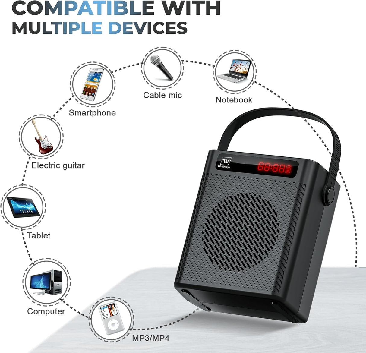 Amplificador de Voz Bluetooth 5.3 Microfono Inalambrico S95