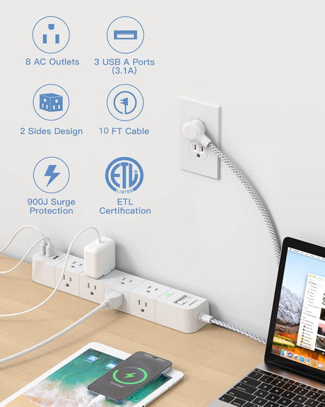 Cable de extensión de 10ft, protector de sobretensiones