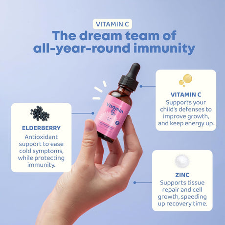 JoySpring Vitamina C y Zinc para niños, 30 porciones