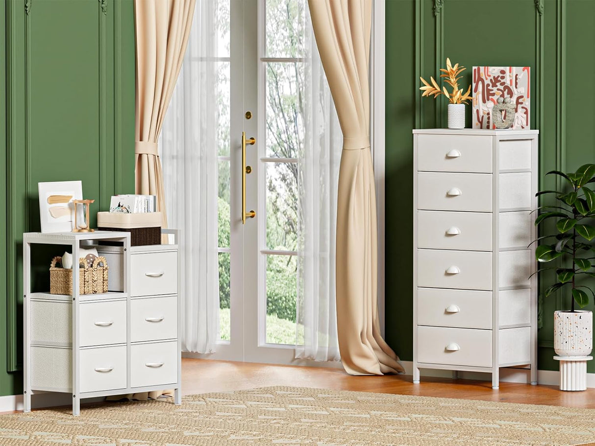 Comoda Alta Vertical con 6 Cajones y Organizador de Tela