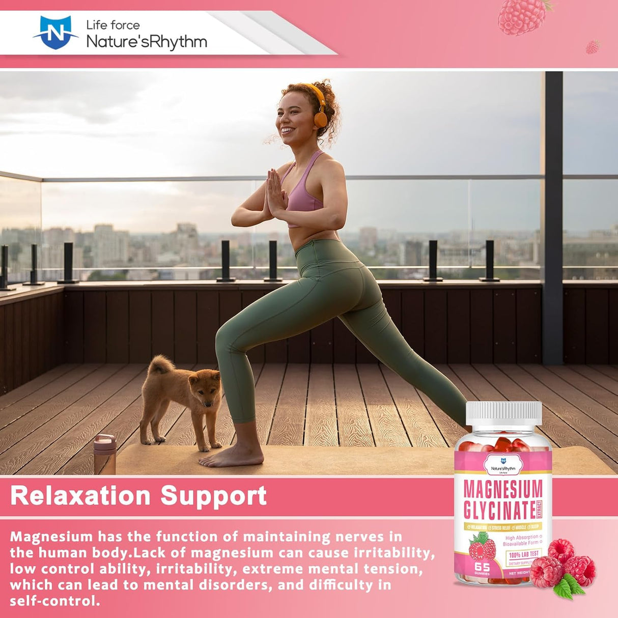 Nature’s Rhythm Gominolas de Magnesio 500mg, Relajación y Sueño