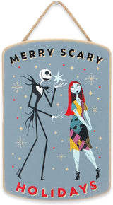 Decoración de Pared de Madera Disney Halloween, Jack y Sally