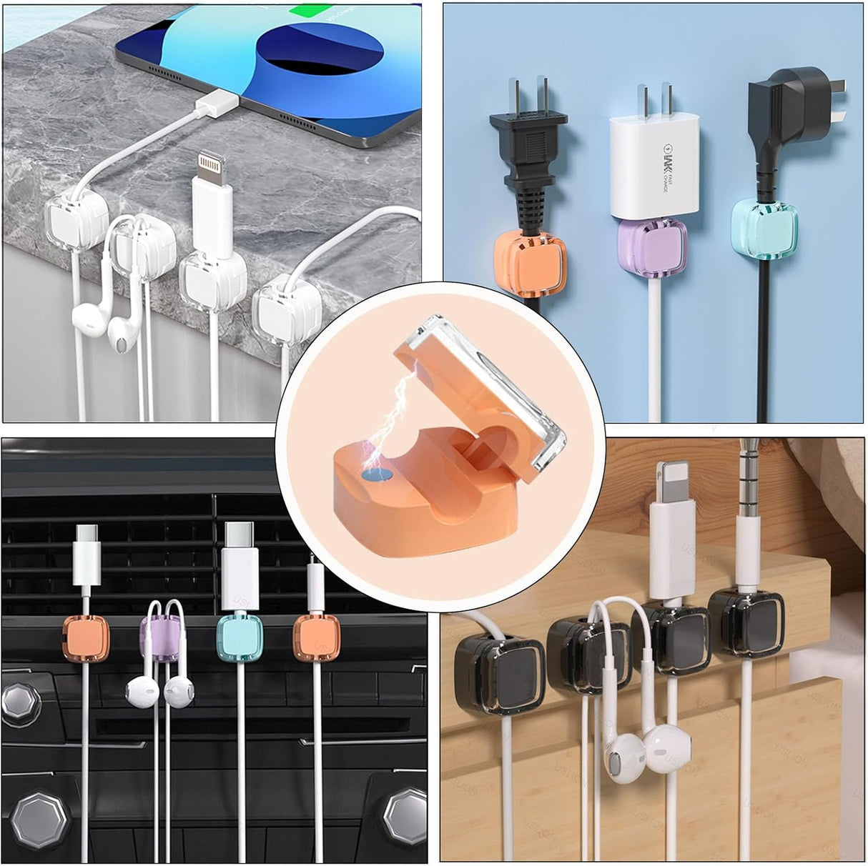 Soporte de Cables Magnético 6 Pack, Organizador Autoadhesivo