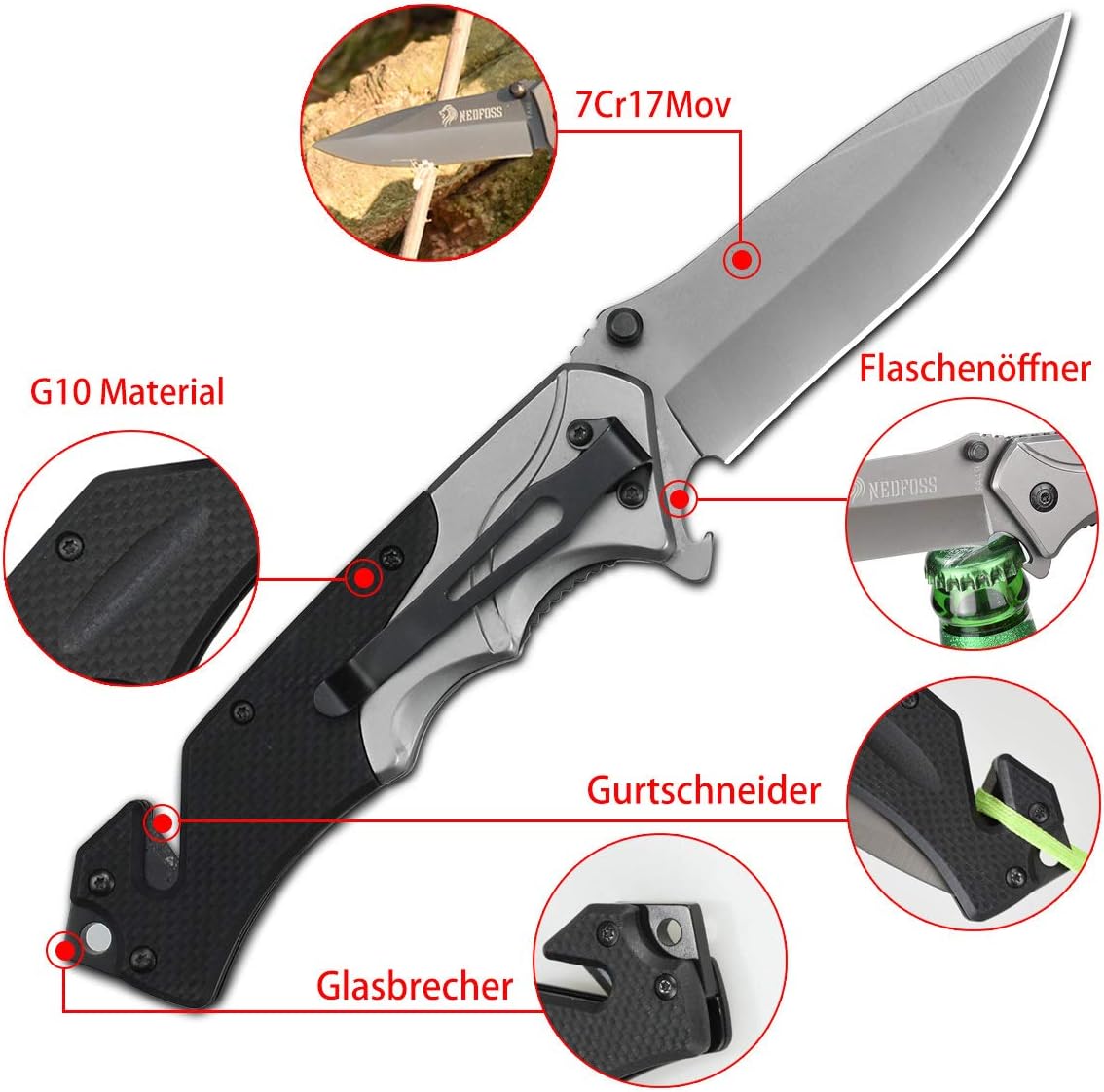 Cuchillo de bolsillo para hombre plegable multiherramienta
