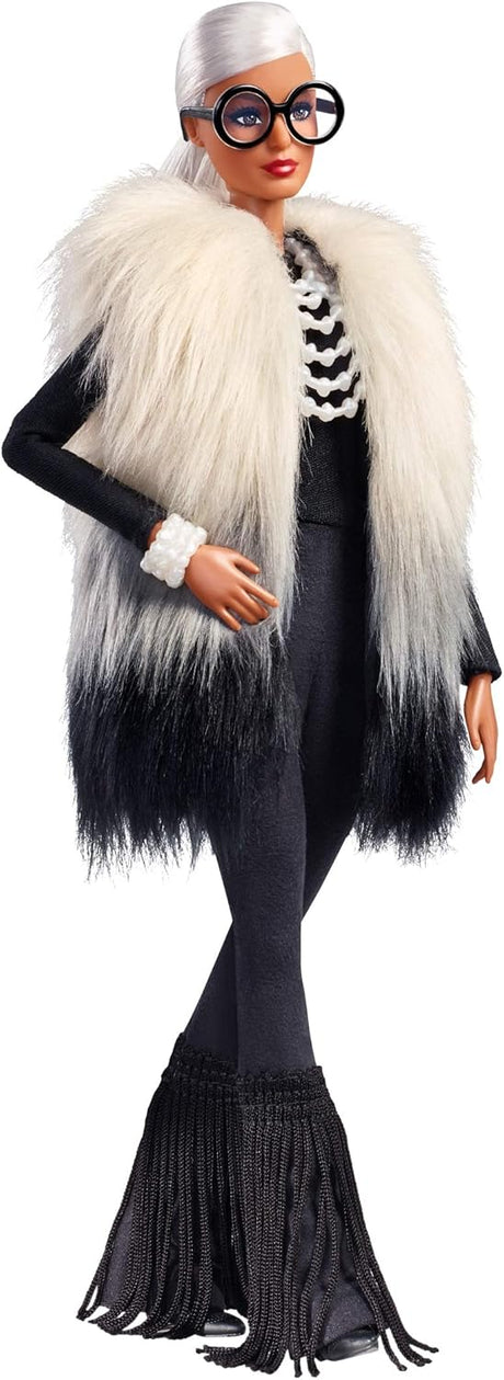 Muñeca Barbie Coleccionista Estilizada por Iris Apfel con Chaleco y Accesorios