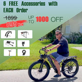 Bicicleta Eléctrica DAMSON 1000W 48V 30AH 26 Fat Tire Full Suspension