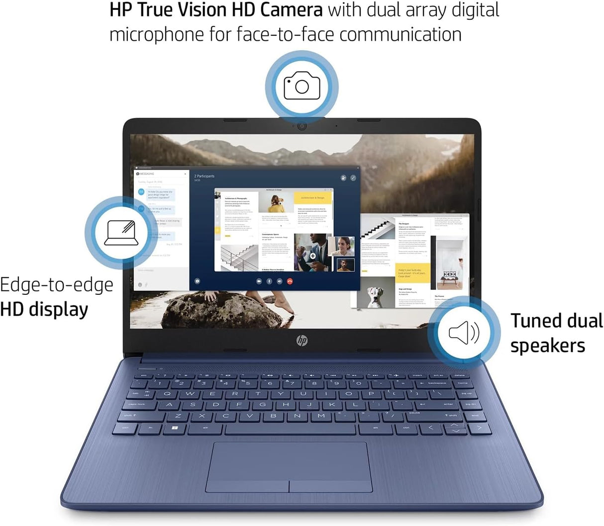 Laptop HP 14'' HD, 16GB RAM, 64GB eMMC, Intel N4120