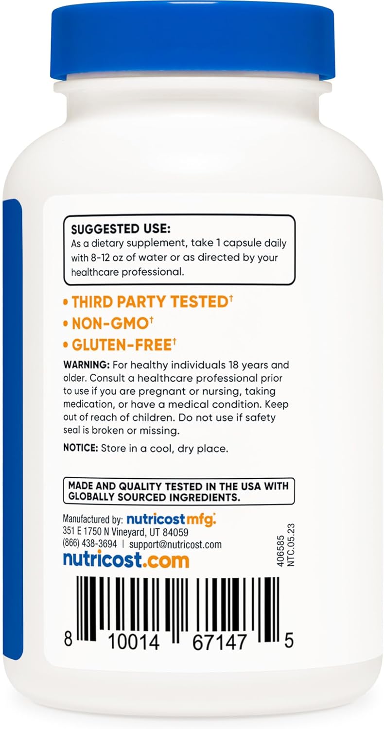 Colostrum 500mg Nutricost, 120 Cápsulas, Sin Gluten, No GMO