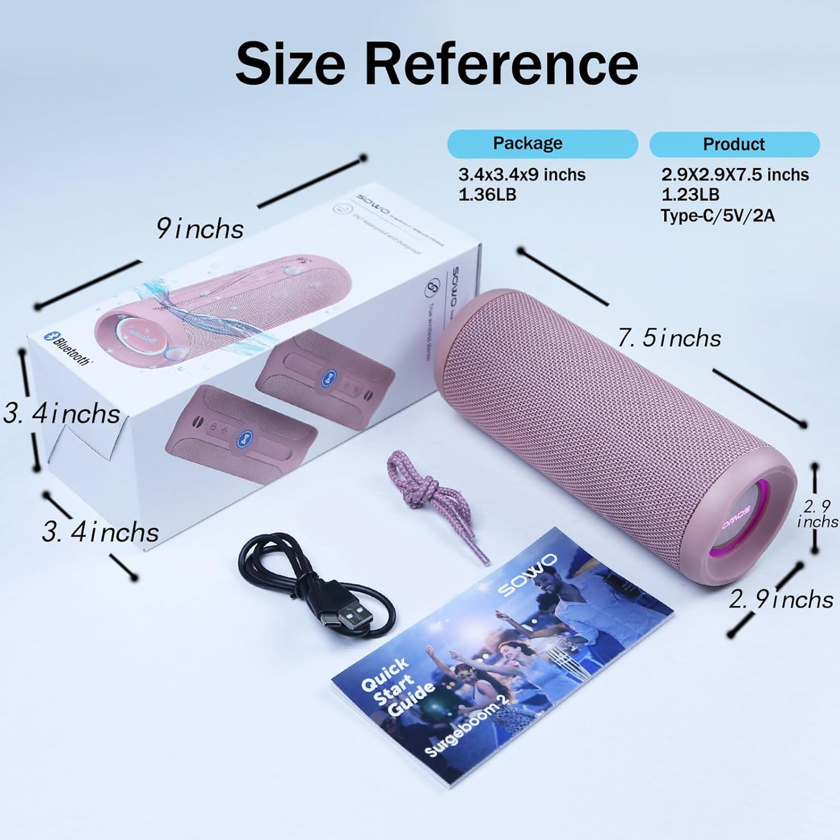 Altavoz Bluetooth portátil para exteriores IPX7 con bassboom
