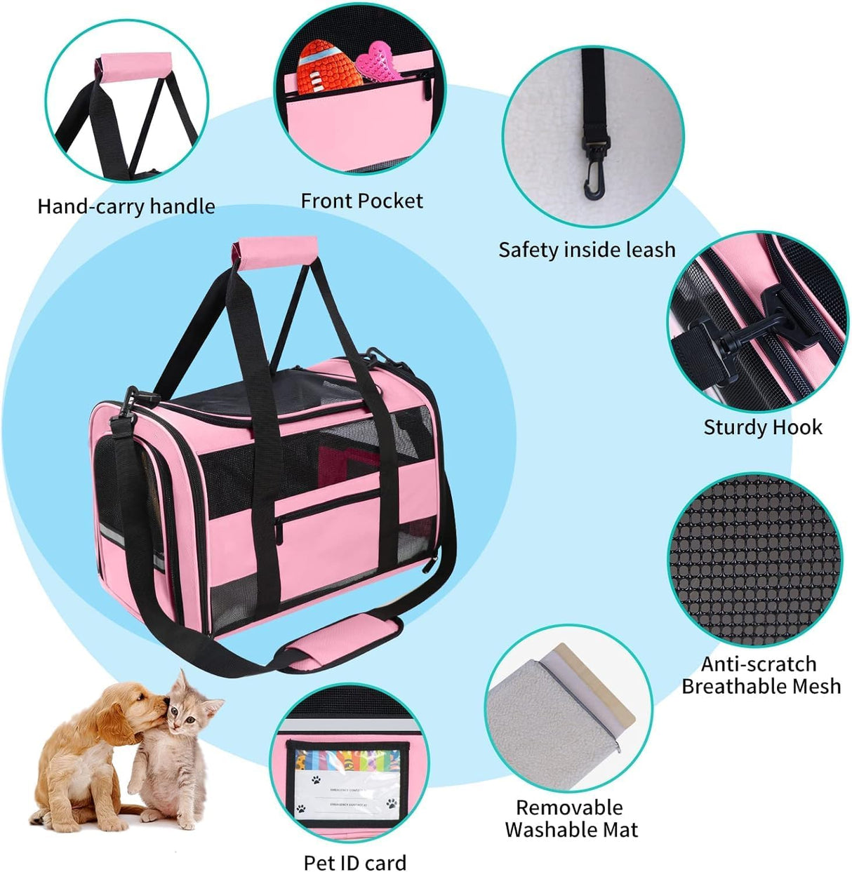 Transportín Suave Oeko-TEX para Gato y Perro Pequeño, TSA