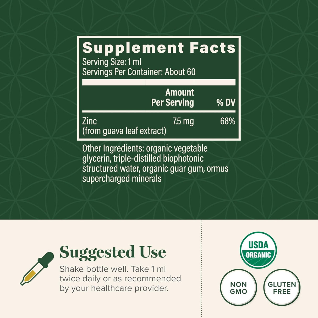 Suplemento de Zinc Orgánico Líquido USDA Global Healing, 2oz
