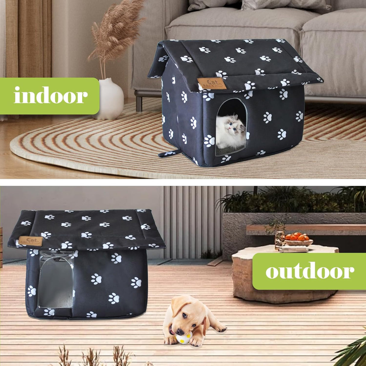 Casa para Gatos Exteriores, Aislada, Plegable, para Animales