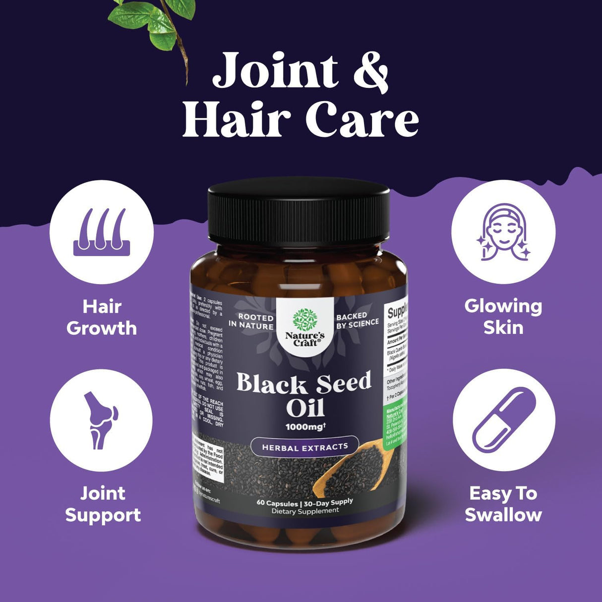 Cápsulas Veganas de Aceite de Semilla Negra con Omega 3, 6, 9