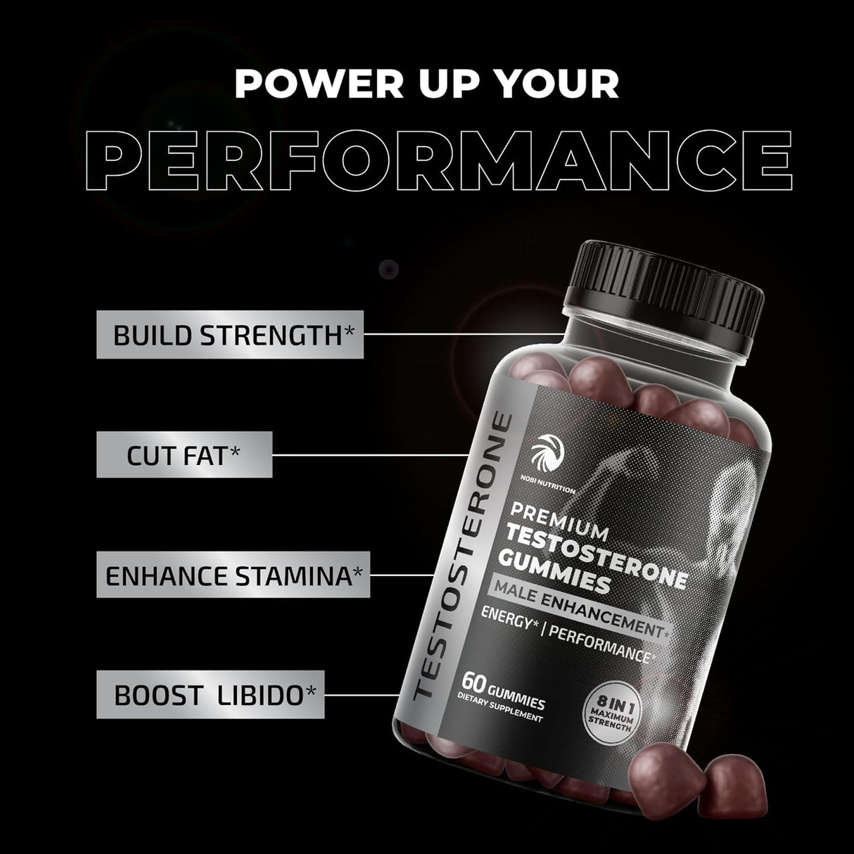 Suplemento de Testosterona para Hombres Test Boost Max 60 Gummies