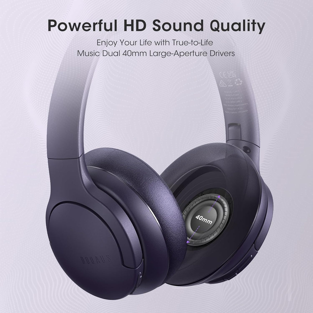 Auriculares Bluetooth Inalámbricos Over Ear, 90H Autonomía, EQ 3 Modos