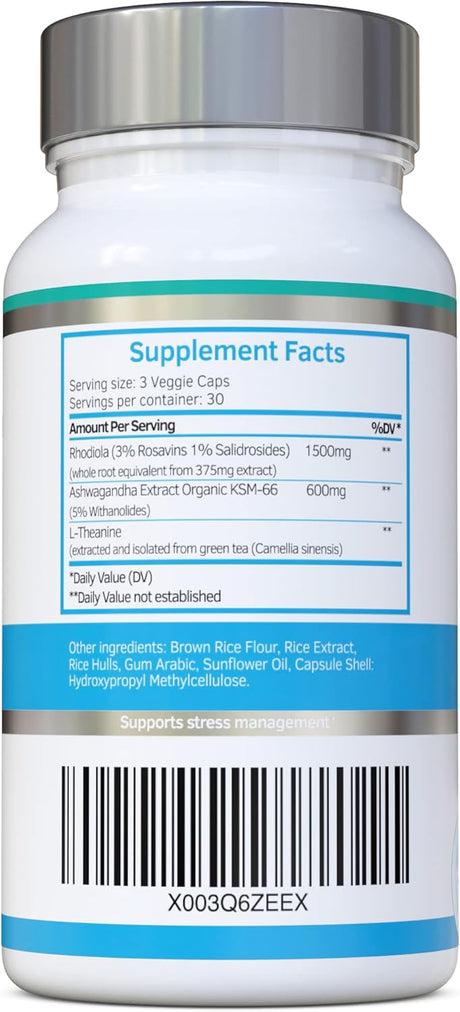 Rhodiola y Ashwagandha KSM-66 600mg - Adaptógeno Natural